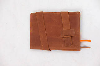 Обкладинка для блокноту А5 Дизайн №8 з натуральної шкіри колір Коньяк, фото 5