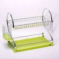 Сушарка для посуду двоярусна Kamille KM-0762A 55*24,5*37 см зелена