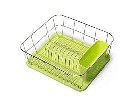 Сушарка для посуду Kamille KM-0763A настільна з піддоном салатовий 7*33*13,5 см