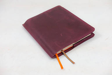 Обкладинка для блокноту А5 Дизайн №10 з натуральної шкіри колір Бордо