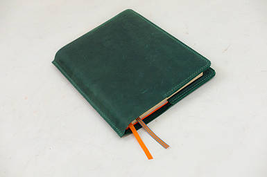 Обкладинка для блокноту А5 Дизайн №10 з натуральної шкіри колір Зелений