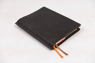 Обкладинка для блокноту А5 Дизайн №10 з натуральної шкіри колір Шоколад