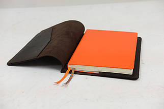 Шкіряна обкладинка для блокноту А5 Дизайн №10, натуральна Вінтажна шкіра, колір Шоколад, фото 2