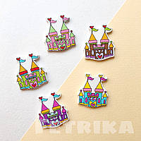 Ґудзики "Замки" дерев'яні, 27*30 мм, Мікс