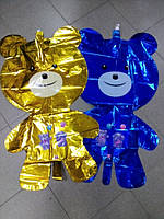Гелиевый шар фольгированный, фигурный Мишка золотистый, синий