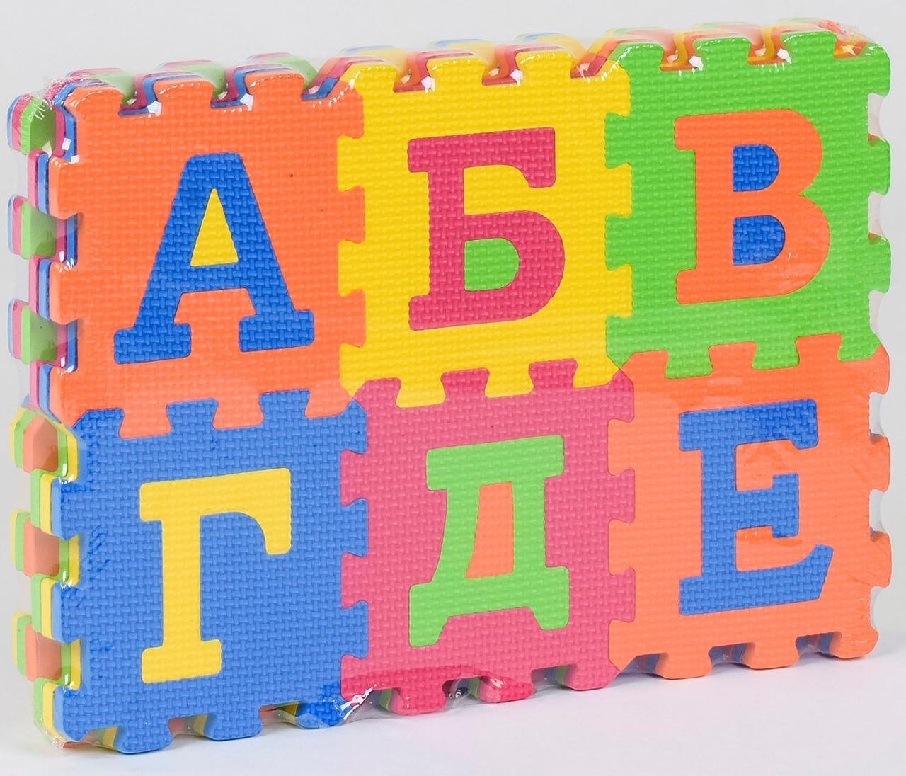 М'який килимок пазл Алфавіт російський 36 елементів масажний, фото 1
