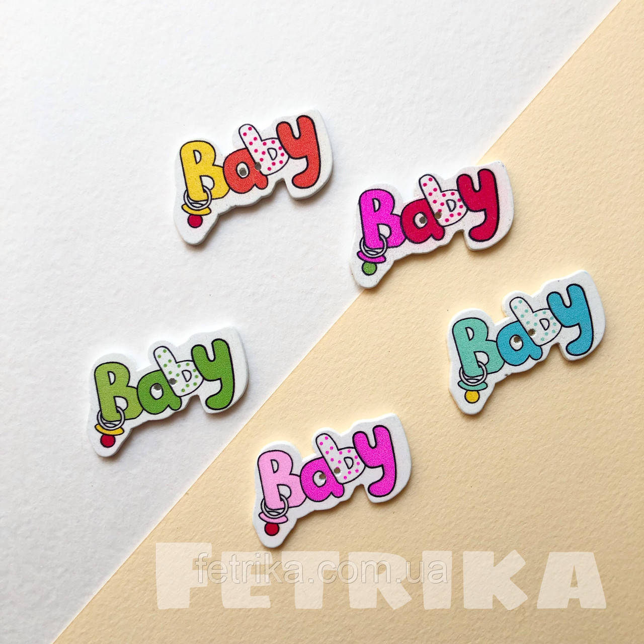 Ґудзики "Baby" дерев'яні, 21*37 мм, Мікс