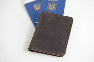 Шкіряна обкладинка для документів Модель №15, натуральна Вінтажна шкіра, колір Шоколад, фото 2