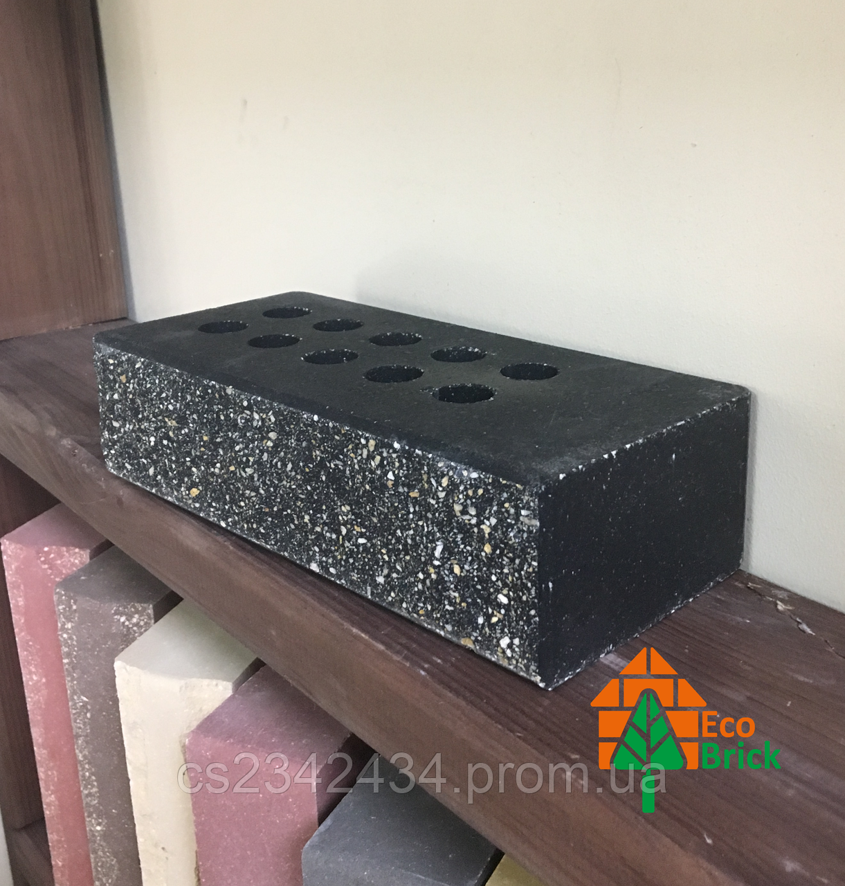 Цеглин облицювальний порожнистий ECOBRICK з фаскою мармуровий сірий