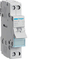Выключатель (переключатель) нагрузки Hager I-0-II с общим выходом снизу 1-пол. 16А/230В 1м (мини-рубильник)