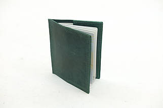 Шкіряна обкладинка для документів Модель №17, натуральна Вінтажна шкіра, колір Зелений, фото 3