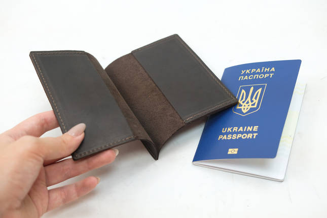 Шкіряна обкладинка для документів Модель №17, натуральна Вінтажна шкіра, колір Шоколад, фото 1