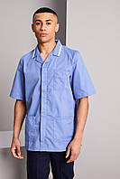 Топ медичний чоловічий блакитний з білим оздобленням, одяг для лікаря Atteks - 03306