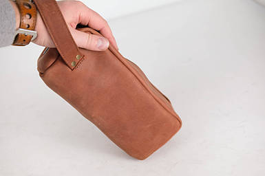 Несесер Класика з натуральної шкіри колір Коньяк