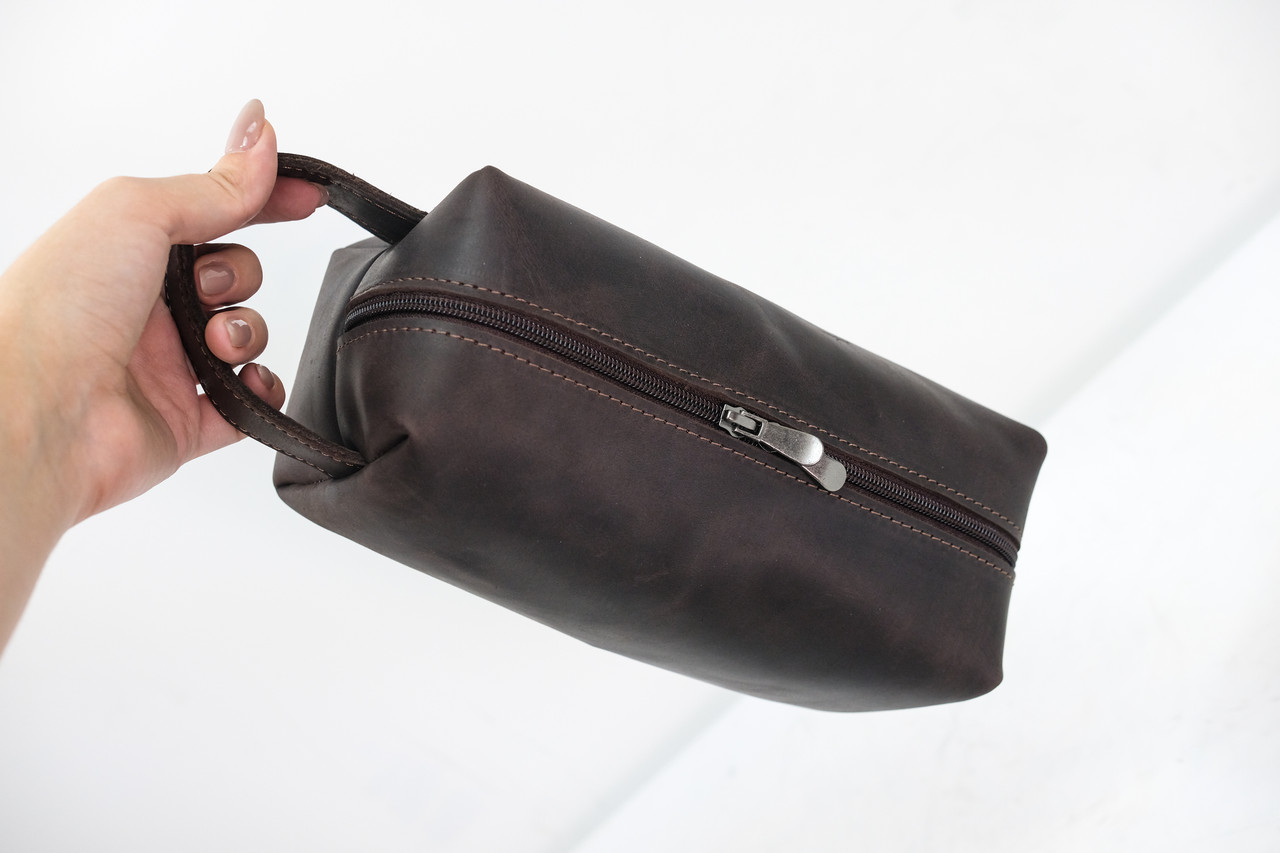 Несесер Класика "Середній" з натуральної шкіри колір Шоколад