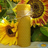 Цилиндрическая восковая свеча D45-130мм из натуральной вощины (натурального пчелиный воск)