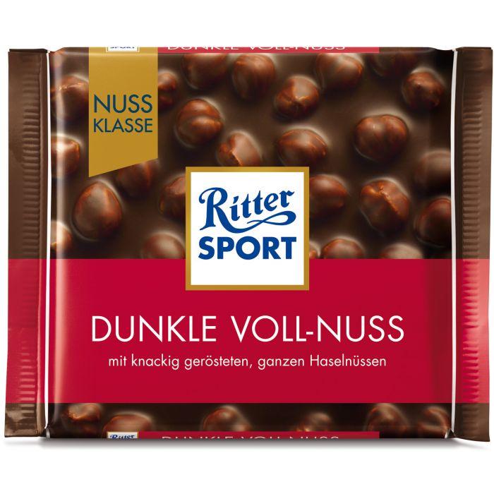 Шоколад Черный Ritter Sport с Цельным Фундуком и кранчами Dark Whole Hazelnut 100 г Германия - фото 1 - id-p1029013959