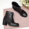 Класичні жіночі черевики на підборах, натуральна чорна шкіра, фото 4