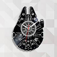 Тысячелетний сокол Millennium Falcon Часы настенные Star Wars часы Звездные Войны часы Черно белый циферблат