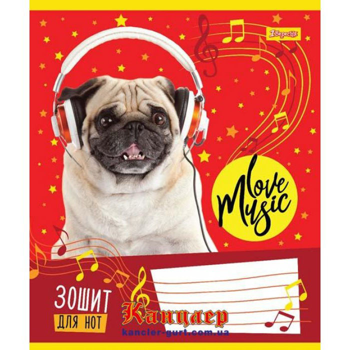Зошит для нот А5, 12 аркушів, Music pets, 1 Вересня, 763312, фото 1