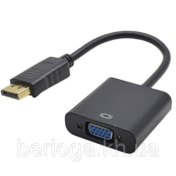Адаптер  DisplayPort — VGA, Full HD, чорний