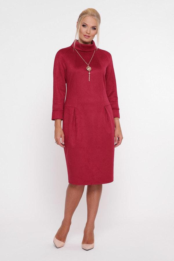 / Розмір 48,52,56 / Жіноче елегантне плаття полуприталенного силуету Маршу колір бордо