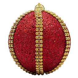 Ялинкова іграшка - куля, D 8,5 см, червона, пінопласт, пластик (661503-7)