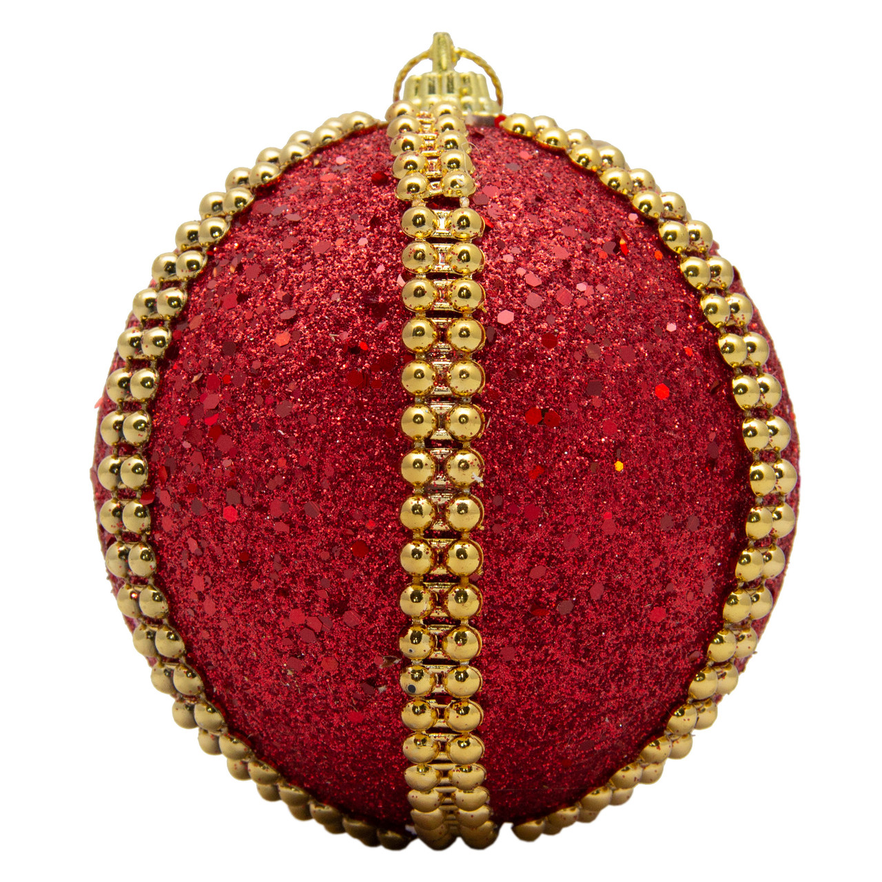 Ялинкова іграшка - куля, D 8,5 см, червона, пінопласт, пластик (661503-7), фото 1