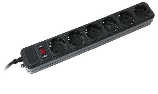 Фільтр мережевий подовжувач Gembird SPG6-G-6B із запобіжником 6 розеток 1.8м Black