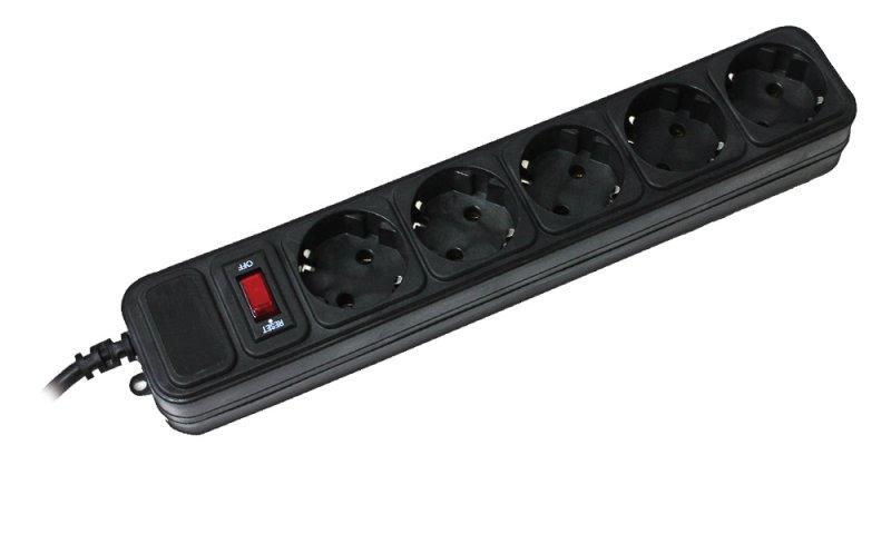 Фільтр мережевий Maxxter SPM5-G-15B, 5 розеток, чорний 4,5 м (із запобіжником)