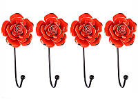 Набор крючков из 4 шт на стену Lefard Красные Розы 8х6х16 см мебельные крючки для одежды