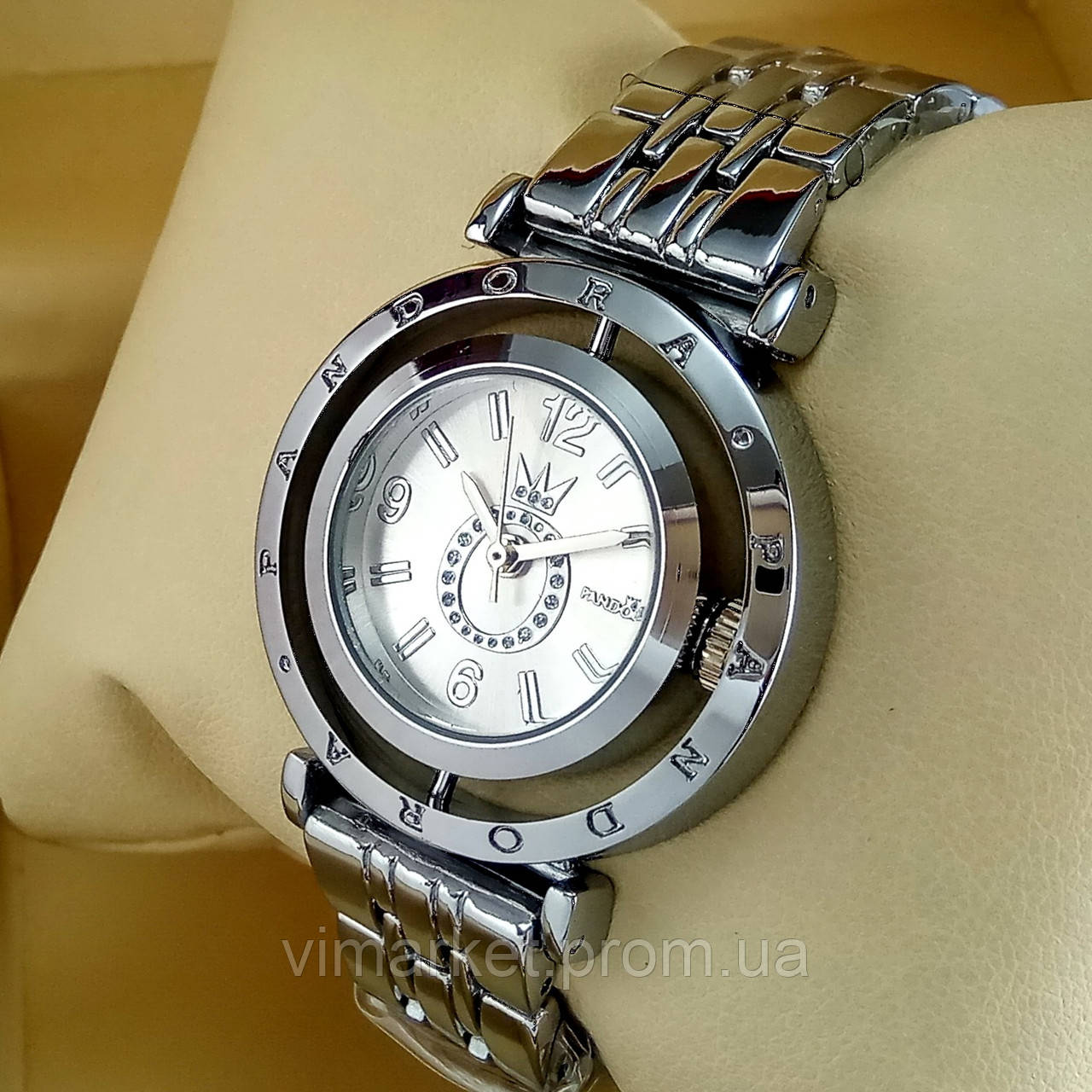 Жіночі наручні годинники Pandora T104 mini срібного кольору з сріблястим циферблатом на металевому браслеті
