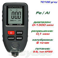TC100-grey толщиномер краски, Fe/NFe, до 1300 мкм, + батарейка
