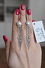Срібні сережки підвіски жіночі з перлами "Хейлі" Красиві сережки срібло 925 проби, фото 3