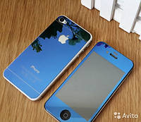 Защитное стекло для iPhone 4/4S двухстороннее blue