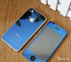 Захисне скло для iPhone 4/4S двостороннє blue