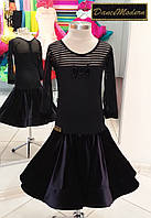 Платье для бальных танцев(бейсик) Black - guip+vel из тканей фирм «Chrisanne» и «DSI» (Великобритания)