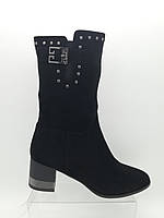 Чорні замшеві чоботи. Великі розміри (42).