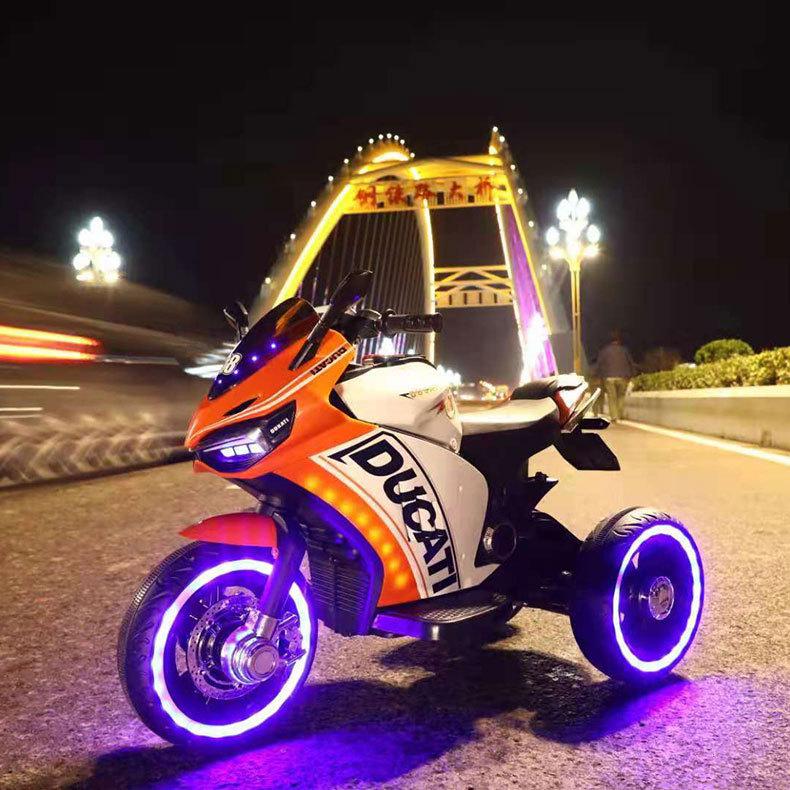 Дитячий електромобіль Мотоцикл M 4053 L-7, шкіра, світло коліс, дитячий електромобіль, фото 1