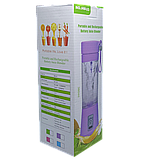 Блендер Smart Juice Cup Fruits USB Блакитний 4 ножа, фото 4