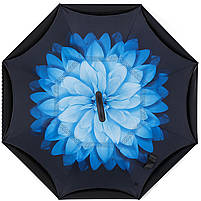 Зонт Lesko Up-Brella Квітка Синій новинка моди двустронний парасолька вітрозахисний зворотне складання, фото 4
