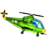 Качество! Фольгированный шар для оформления зала FM Вертолет зеленый 57см X 96см