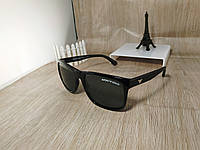 Солнцезащитные очки Armani Wayfarer (стекло) форма Ray Ban, черные глянцевые