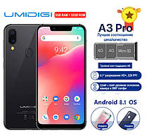 Смартфон Umidigi A3 Pro 3GB RAM 32GB ROM, екран 5,7" HD+, потрійний слот 2SIM+1MicroSD, корпус чорний колір