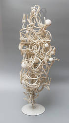 Декорація - дерево з кривими гілками на підставці з кулями, 75 см, біла, метал, пластик (770052)