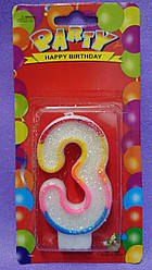 Свічка цифра на торт "3" Party
