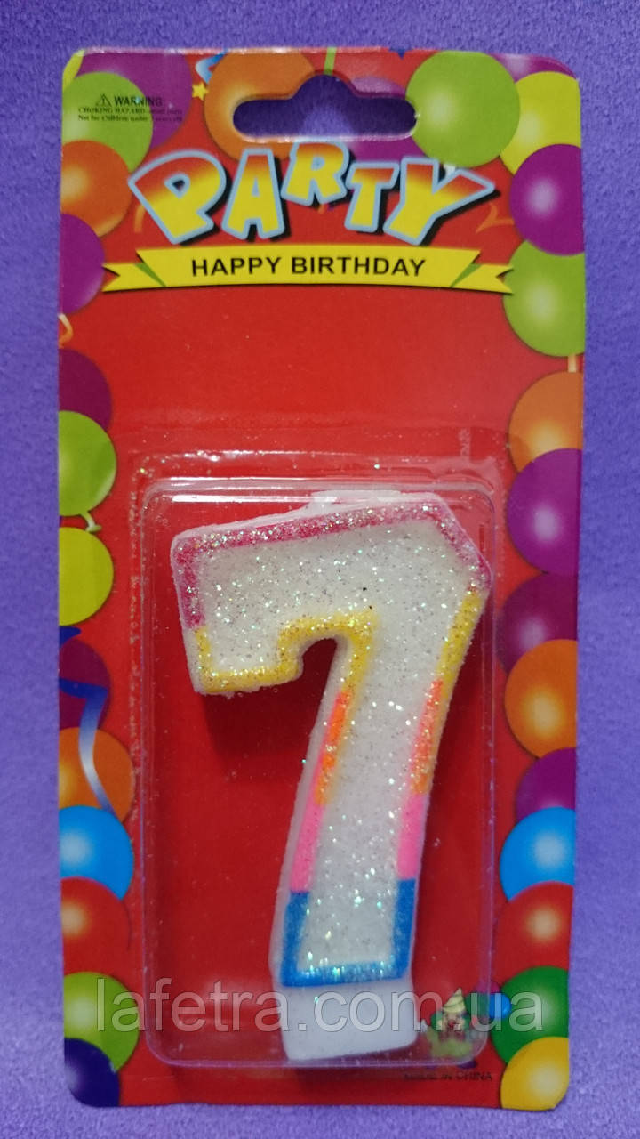 Свічка цифра на торт "7" Party, фото 1
