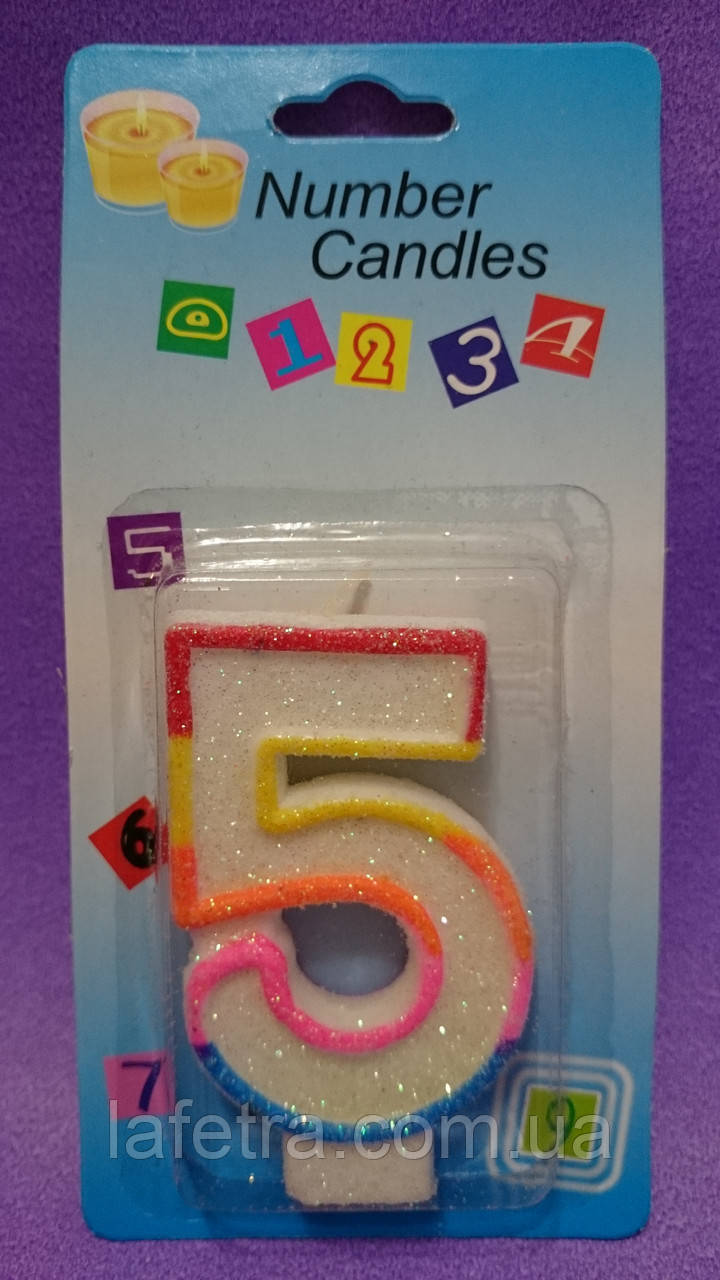 Свічка цифра на торт "5", фото 1
