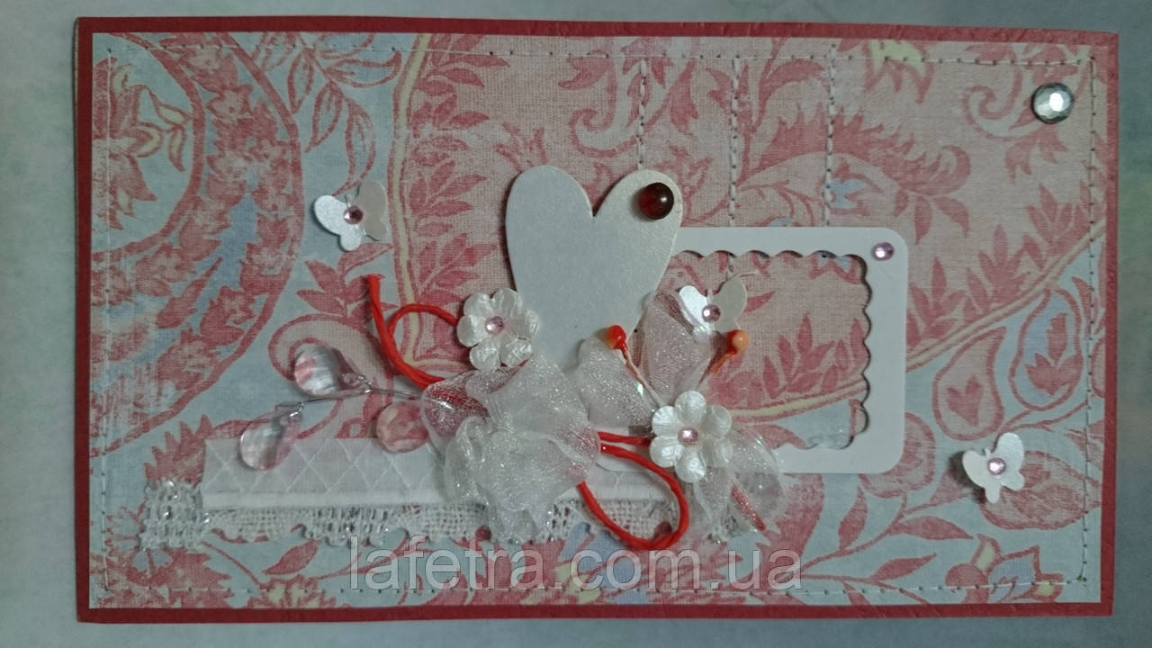 Листівка ручної роботи "Серце" на День Валентина, фото 1