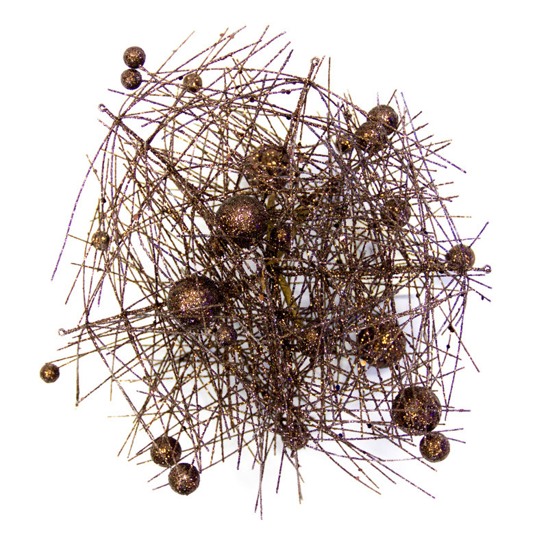 Куля-павутинка з кулями, 25 см, бронзовий, пластик Новорічна декорація (770212), фото 1